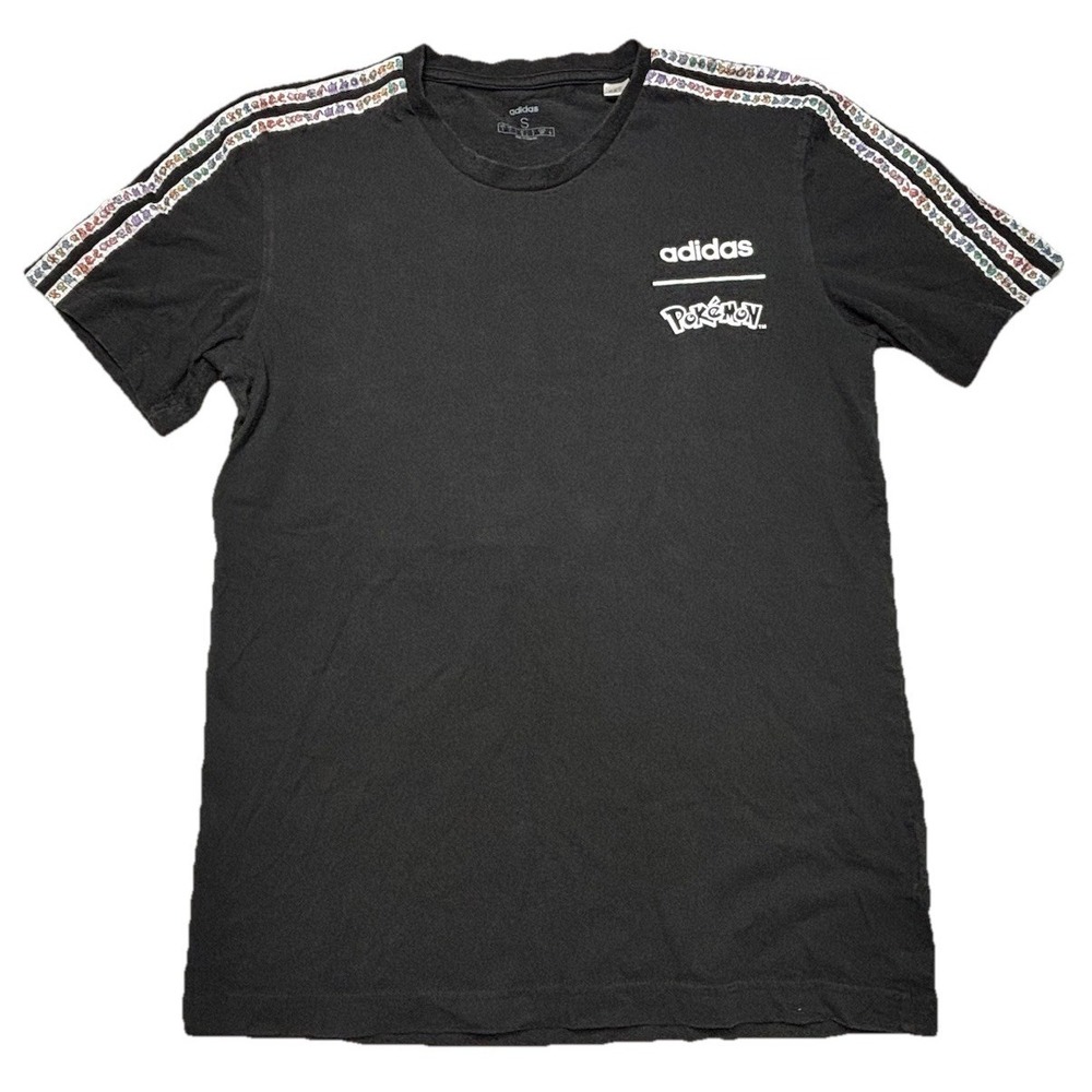 Adidas Pokémon Trainer Tee‎ Small Black Graphic Shirt Pikachu Stripe Logo